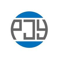 design de logotipo de carta pjy em fundo branco. conceito de logotipo de círculo de iniciais criativas pjy. design de letras pjy. vetor