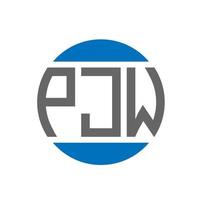 design de logotipo de carta pjw em fundo branco. conceito de logotipo de círculo de iniciais criativas pjw. design de letras pjw. vetor