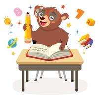 ilustração de educação com urso de desenho animado vetor