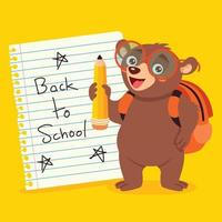 ilustração de educação com urso de desenho animado vetor