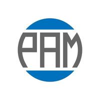 design de logotipo de carta pam em fundo branco. conceito de logotipo de círculo de iniciais criativas pam. design de carta pam. vetor