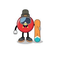 desenho de mascote do jogador de snowboard da bandeira do vietnã vetor