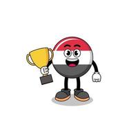 mascote dos desenhos animados da bandeira do iêmen segurando um troféu vetor