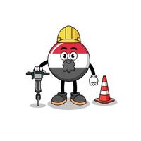 desenho de personagem da bandeira do iêmen trabalhando na construção de estradas vetor