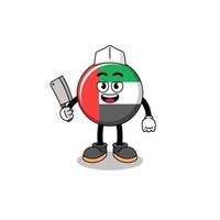 mascote da bandeira dos Emirados Árabes Unidos como açougueiro vetor
