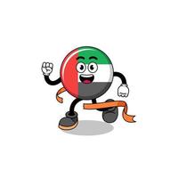 desenho de mascote da bandeira dos Emirados Árabes Unidos correndo na linha de chegada vetor