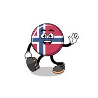 desenhos animados da bandeira da noruega andando vetor