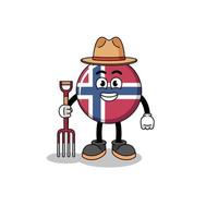 mascote dos desenhos animados do agricultor de bandeira da noruega vetor