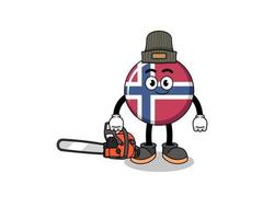 desenho animado de ilustração de bandeira da noruega como um lenhador vetor