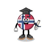 mascote da bandeira da noruega com pose de formatura vetor