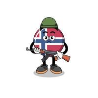 desenho animado do soldado da bandeira da noruega vetor