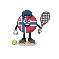 ilustração da bandeira da noruega como jogador de tênis vetor