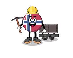 ilustração de mascote do mineiro de bandeira da noruega vetor