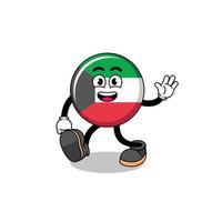 desenho animado da bandeira do kuwait andando vetor