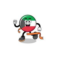 desenho de mascote da bandeira do kuwait correndo na linha de chegada vetor