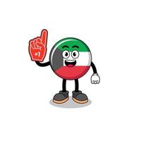 mascote dos desenhos animados dos fãs número 1 da bandeira do Kuwait vetor