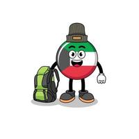 ilustração do mascote da bandeira do kuwait como um alpinista vetor