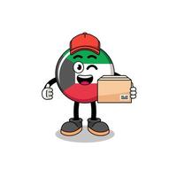desenho animado do mascote da bandeira do kuwait como mensageiro vetor