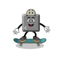 teclado c mascote chave jogando um skate vetor