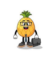 mascote de abacaxi como empresário vetor