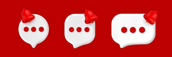 pop-ups de notificação com conjunto 3d de ícones de sino vermelho vetor
