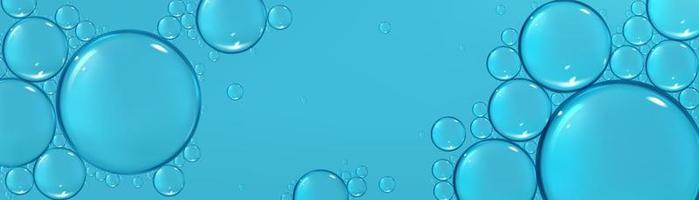 superfície da água com bolhas no fundo azul vetor