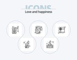 design de ícone do pacote de 5 ícones de linha de amor. mensagem. cartão. ângulo. pasta. favorito vetor
