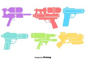 Conjunto de ícones de cores da arma de água do vetor