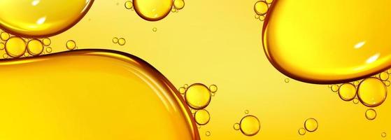 textura de gotas de óleo, bolhas de ômega, líquido dourado vetor
