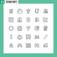 25 símbolos de sinais de linha universal de colar de negócios de ornamento de contador joias elementos de design de vetores editáveis