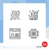 pacote de ícones de vetores de estoque de 4 sinais e símbolos de linha para elementos de design de vetores editáveis de segurança de feriados da chave inglesa da engrenagem