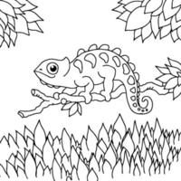 desenho de desenho de camaleão fofo para colorir vetor
