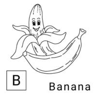 design de personagem de frutas fofas página para colorir alfabeto vetor