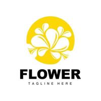 logotipo da flor, design de jardim de flores com marca de produto vetorial de estilo simples, cuidados de beleza, natural vetor