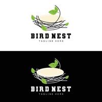 design de logotipo de ninho de pássaro, vetor de casa de pássaro para ovos, ilustração de logotipo de árvore de pássaro
