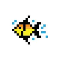 ilustração vetorial de jogo de pixel art de 8 bits de peixe amarelo. vetor