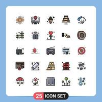 pacote de ícones vetoriais de estoque de 25 sinais e símbolos de linha para elementos de design de vetores editáveis de comida de nuvem de creme de chuva de negócios