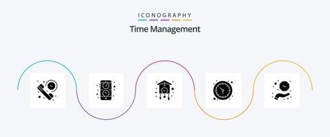 pacote de ícones de glifo 5 de gerenciamento de tempo, incluindo relógio de parede. Tempo. ver. relógio. cuco vetor