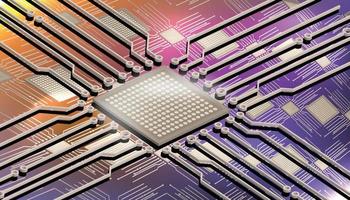 chip de inteligência artificial na placa-mãe do circuito vetor