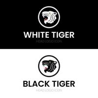 cabeça de tigre pantera em forma de círculo para ícone de design de logotipo vintage retrô e tatuagem de rosto de animal vetor