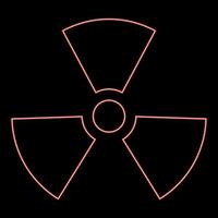 neon símbolo de radioatividade sinal nuclear cor vermelha ilustração vetorial imagem estilo simples vetor