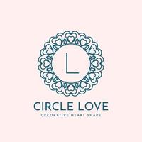 letra l círculo design de logotipo de vetor de decoração de amor