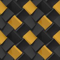 textura abstrata volumétrica com cubos pretos e dourados. padrão sem emenda geométrico realista para fundos, papel de parede, têxtil, tecido e papel de embrulho. ilustração vetorial fotorrealista. vetor
