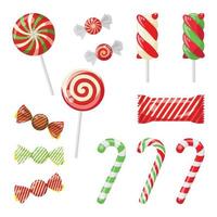 um conjunto de diferentes tipos de doces para o natal e ano novo. vetor