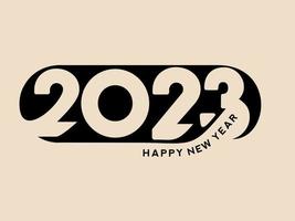 design de texto moderno 2023. Comemorações de 2023. o fundo do ano novo 2023. feliz ano novo vinte e vinte e três design de texto. feliz ano novo 2023 banner. o ano novo vinte e vinte e três plano de fundo. vetor