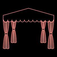 dossel de néon pop up tenda pavilhão comercial toldo para descanso marquise chuppah cor vermelha ilustração vetorial imagem estilo plano vetor