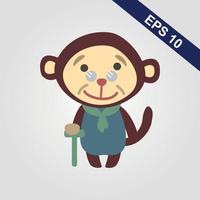 ícone de macaco fofo. ilustração vetorial isolada em um fundo cinza. vetor