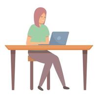 vetor de desenhos animados do ícone de trabalho remoto do laptop. Educação online