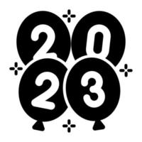 feliz ano novo 2023 ícone de vetor de celebração de balão