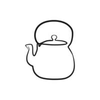 bule de chá de desenho de linha contínua. bule em estilo de desenho de arte de linha contínua vetor